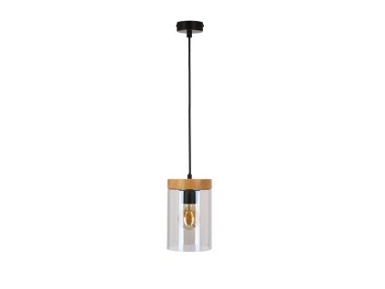 WELS Lustr black+wooden 1X40 E27 smoked lampshade
