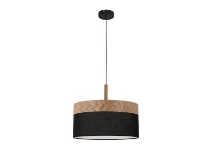 Orto hanging lamp black+wood 1x60W E27 brown+black lampshade