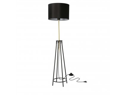 TEGOLA Stojací lampa black+golden matt 1X60W E27 black lampshade