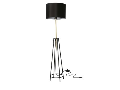 TEGOLA Stojacia lampa black+golden matt 1X60W E27 black lampshade