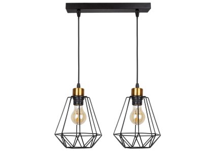 PRIMO Luster black+golden 2X60W E27 black lampshade