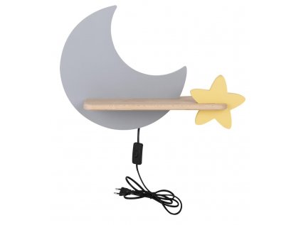 MOON Nástenné svietidlo 5W LED IQ KIDS WITH CABLE, SWITCH AND PLUG  GRAY+GOLDEN
