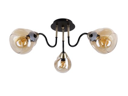 UNICA Stropné svietidlo Black+Golden 3X40W E27 Smoked lampshade