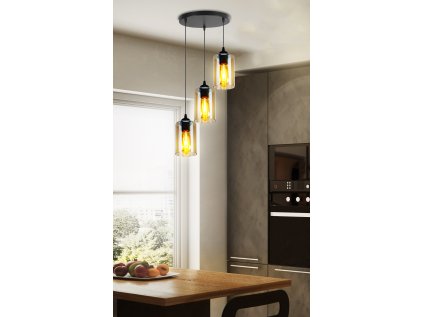 BISTRO Luster Black  3X40W E27 Brown lampshade