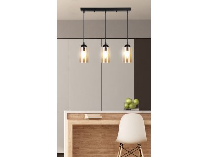 Moderný luster BISTRO Black 3X40W E27 hnedé sklo