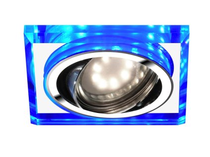 SSU-22 CH/TR+BL GU10 50W+LED SMD 2 1W BLUE 230V Chrome  Podhľadové svietidlo  Luster    SQUARE GLASS TRANSPARENT