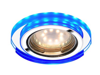 SSU-23 CH/TR+BL GU10 50W+LED SMD 230V BLUE 2 1W CHROMPodhľadové svietidlo  Luster  ROUND   GLASS TRANSPARENT