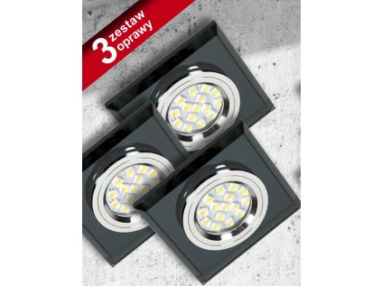 A SET OF THREE LUMINAIRES SS-13 CH/BK BLACK 3X50W GU10 COLORLESS