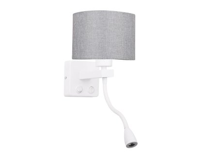 POLO Nástenné svietidlo 1X40W E27 + 2W LED white, lamp shade round grey