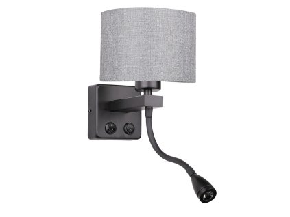 POLO Nástenné svietidlo 1X40W E27 + 2W LED black, lamp shade round grey