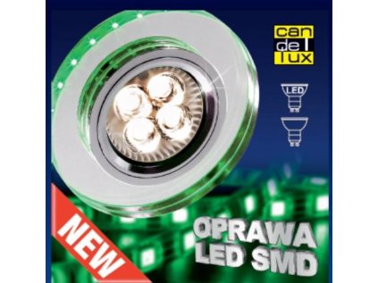 Celing Downlight SS-23 CH/TR+GR GU10 50W+LED SMD 230V Green 2,1W Chrome  OK