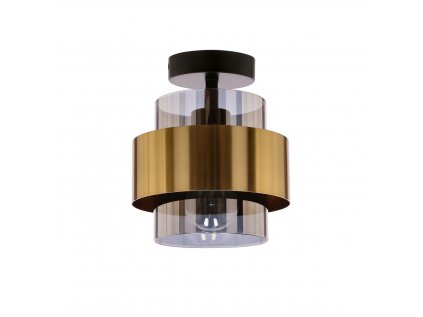 Spiega Stropné svietidlo black+brass 1x60w E27 smokey lapmshade