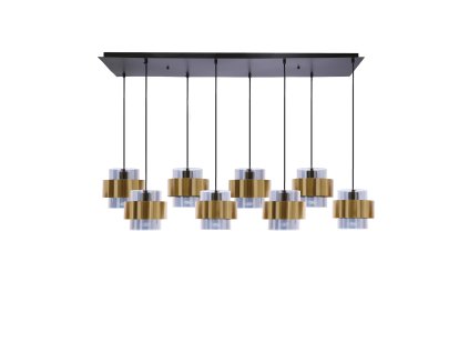 Spiega Luster lamp black+brass 8x60w E27 smokey lapmshade