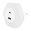 Zásuvkové svietidlo s nabíjačkou OZIL LED 0,3W USB A+C NW