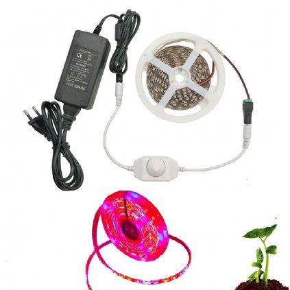 LED pásek 5m kompletní sada pro pěstování rostlin 60W + stmívač