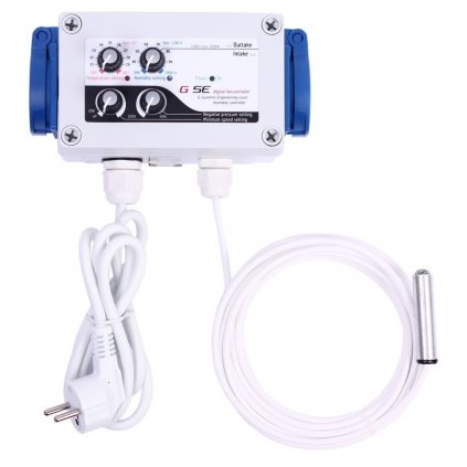 GSE Digitální regulátor teploty, vlhkosti, podtlaku a min. rychlosti ventilátorů 2x5A