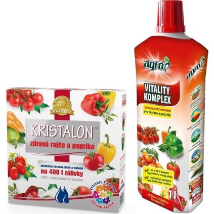 Kristalon Zdravé rajče a paprika 0,5 kg + AGRO Vitality Komplex rajče a paprika 1 L