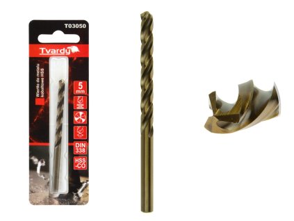 25841 kobaltovy vrtak do kovu hss co m35 din 338 5mm tvardy geko t03050