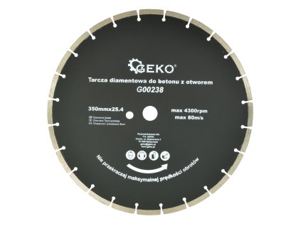 18707 kotouc rezny diamantovy segmentovy 350x8x25 4mm s dodatecnym otvorem geko g00238