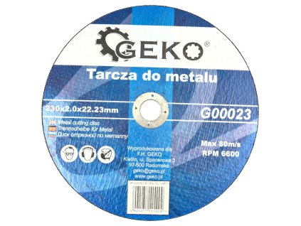 Řezný kotouč na ocel 230x2x22,2mm, Geko G00023
