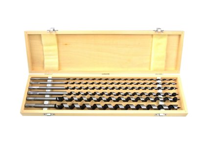 26057 vrtaky hadovite do dreva sada 6ks 6 18mm delka 460mm v drevene kazete geko g38121