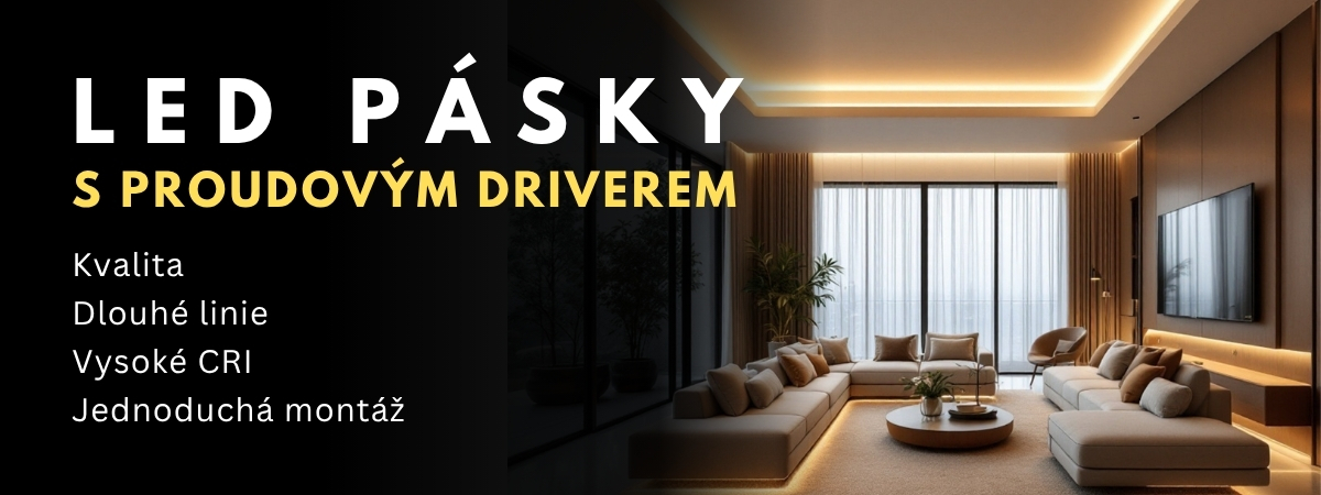 LED pásky s proudovým driverem. Možnost zapojit až 20m v kuse.