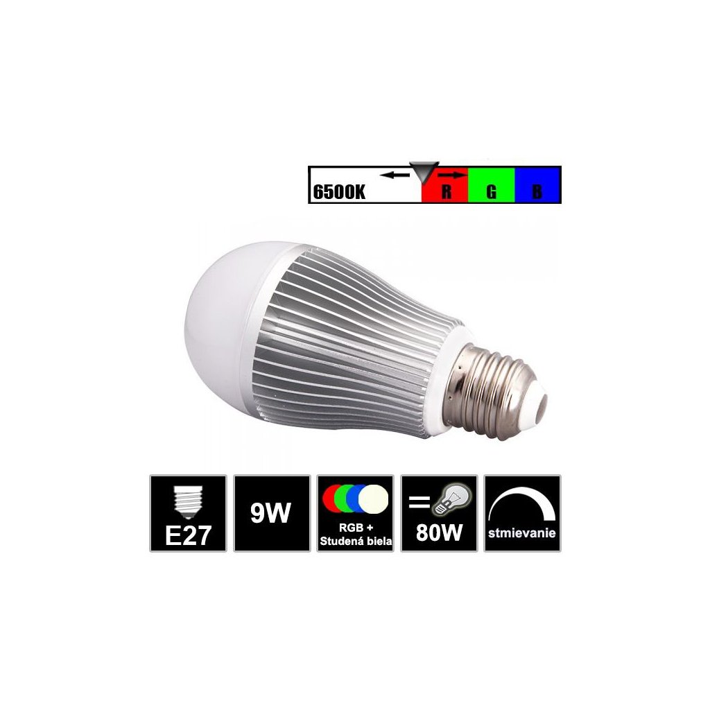 5209 led ziarovka 9w rgb cw rgb studena biela