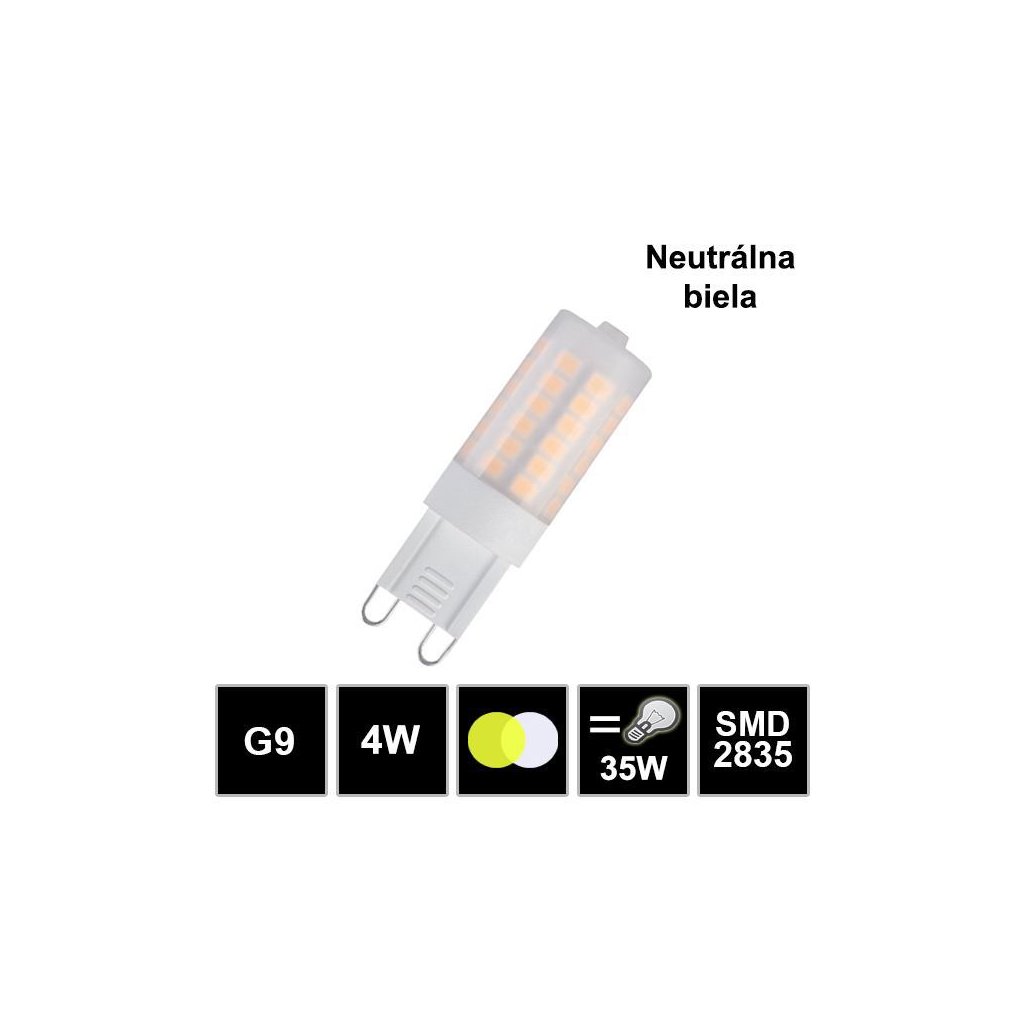 7372 led ziarovka g9 230v 4w neutralna biela