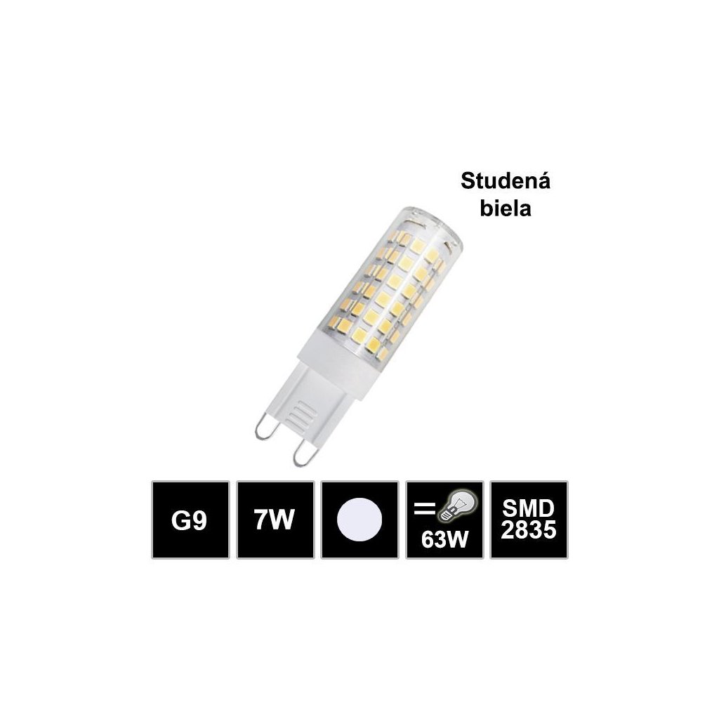 7378 led ziarovka g9 230v 7w studena biela