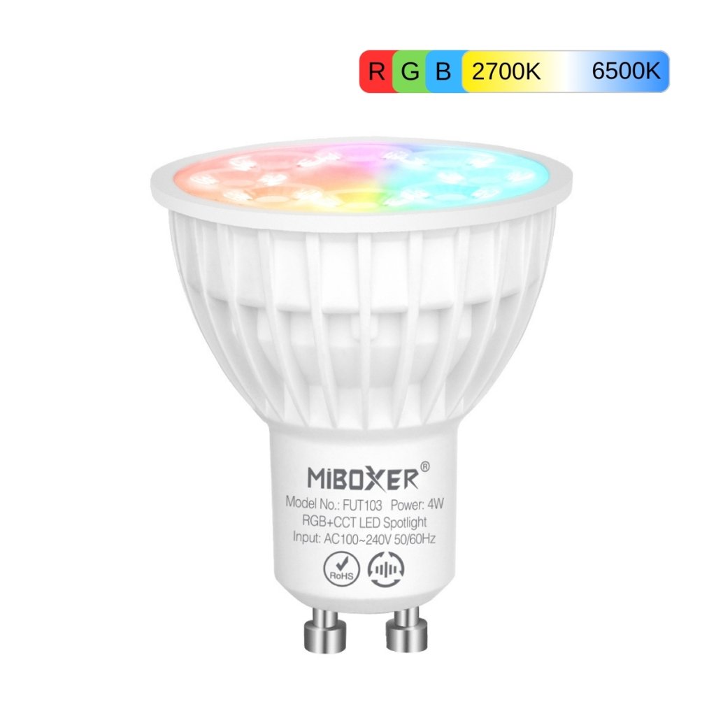 LED žárovka GU10 4W stmívatelná RGB + DUAL-WHITE