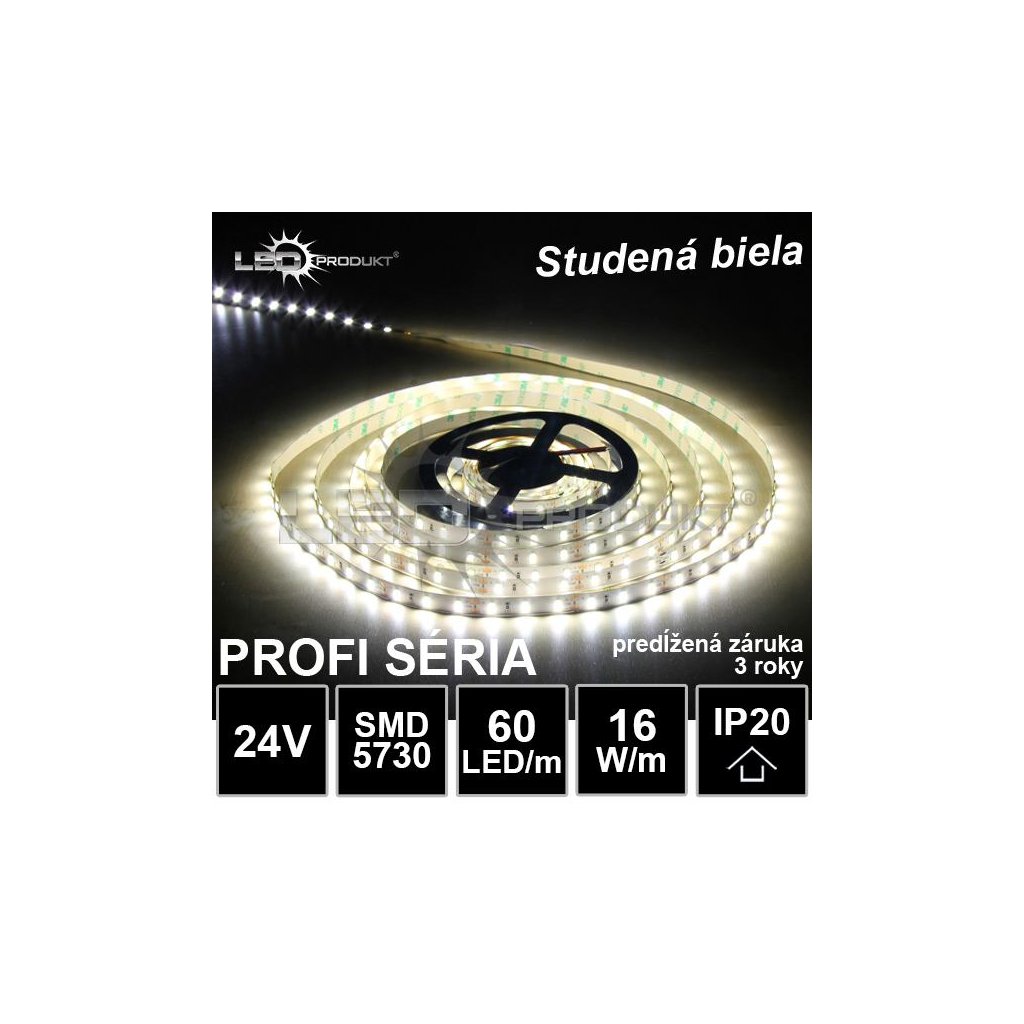 6427 profi led pasik 60led m smd5730 studena biela ip20 24v zaruka 3 roky