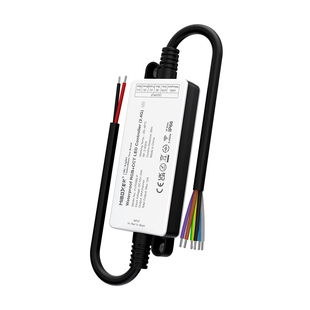 LED přijímač RGB + DUAL WHITE voděodolný IP66 - 2,4GHz (FUT039S-P)