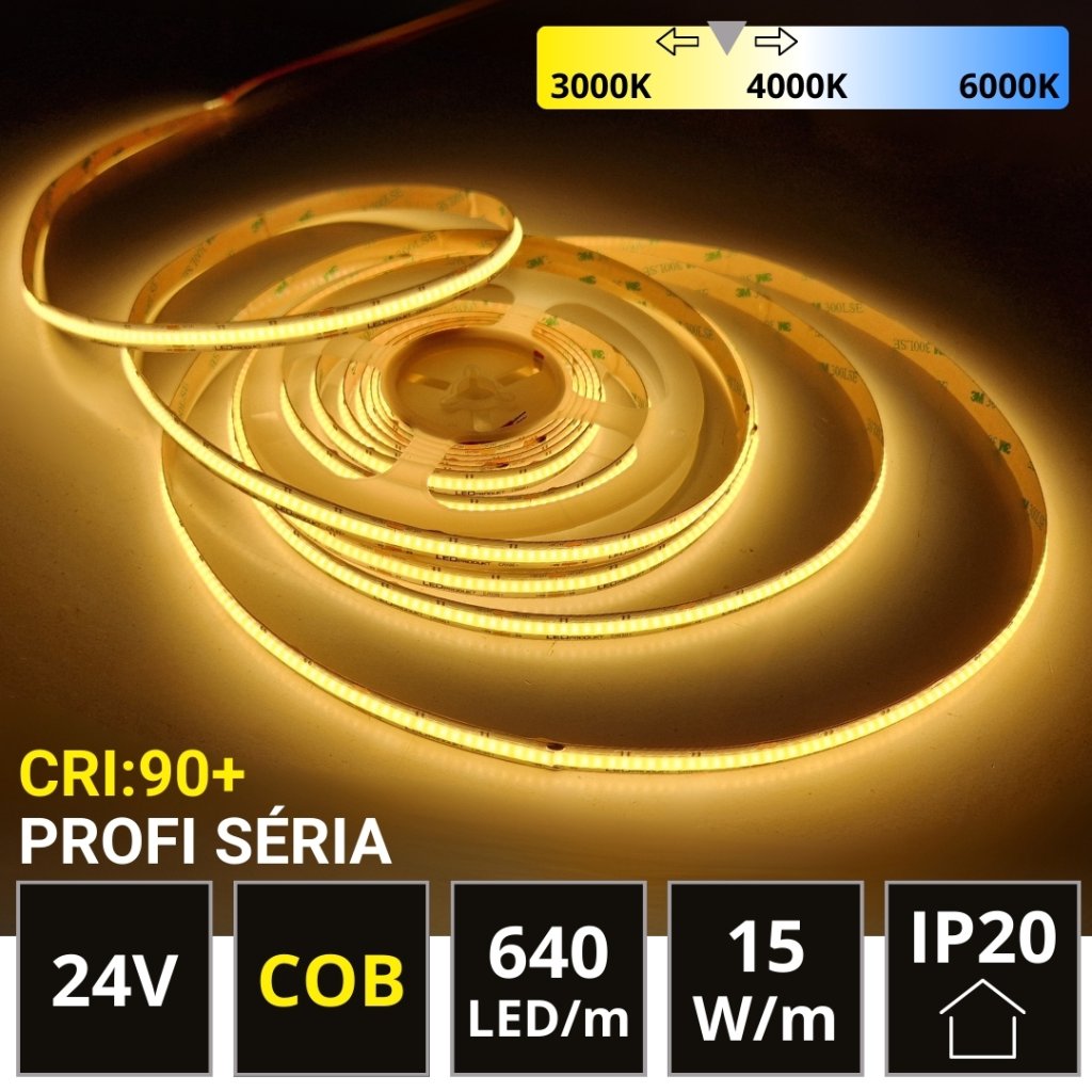 PROFI LED pásek 640LED/m COB 15W/m DUAL-WHITE IP20 24V