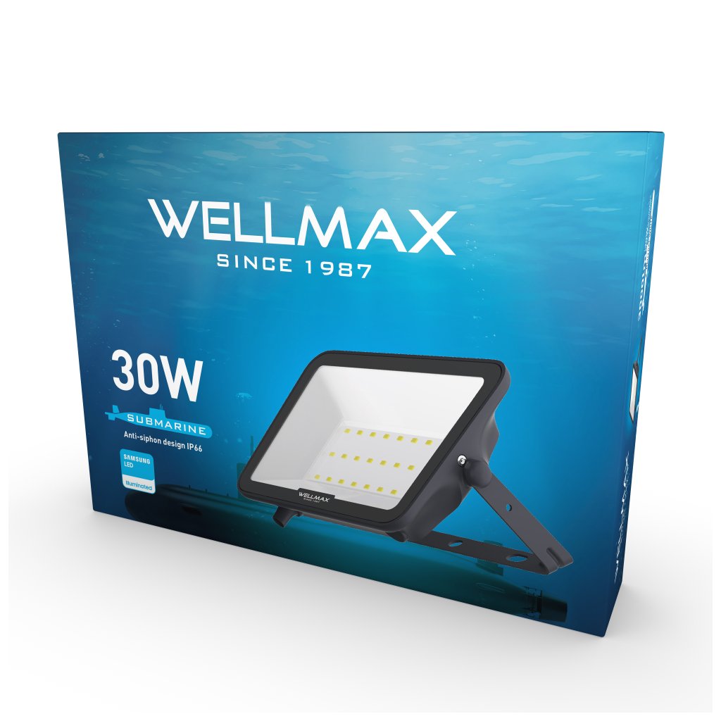LED Reflektor Wellmax 30W Samsung LED - Neutrální bílá