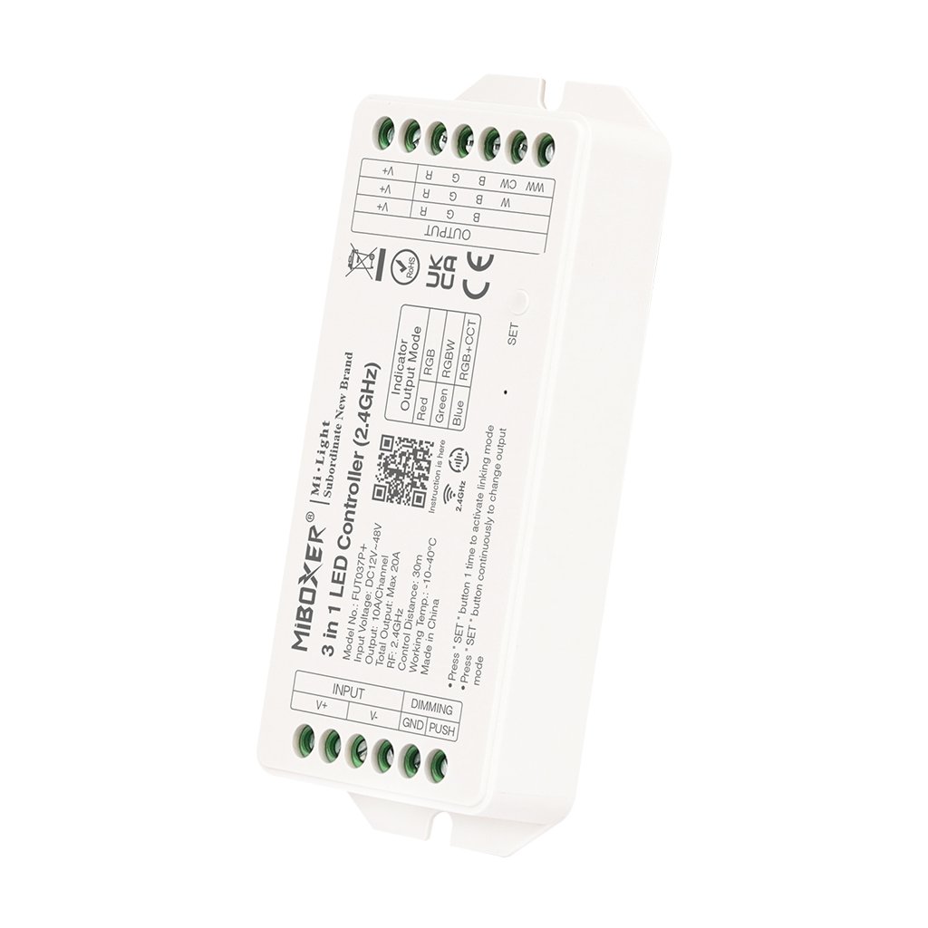 LED RGB / RGBW / RGB Dual White přijímač 3 in 1 20A - 2,4GHz (FUT037P+)