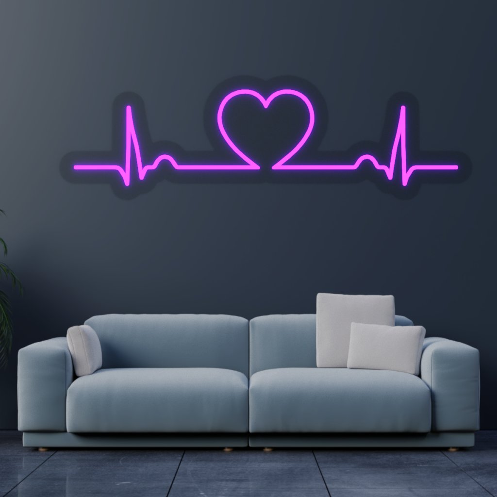 LED neon - Srdce EKG 80x25cm