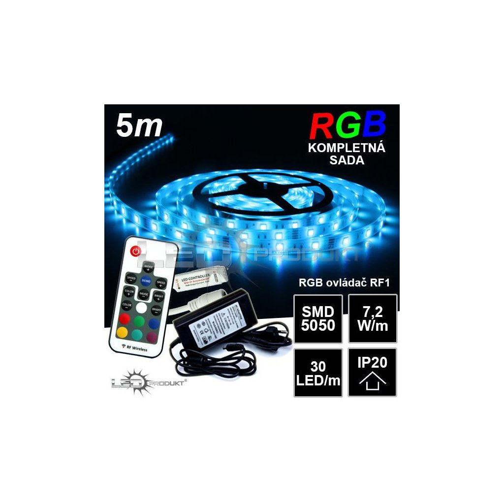 4915 5m ip20 30led m rgb pasik rf1 kompletna sada