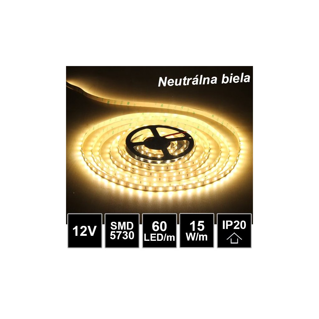 5443 5m led pasik 60led m smd5730 neutralna biela ip20 12v