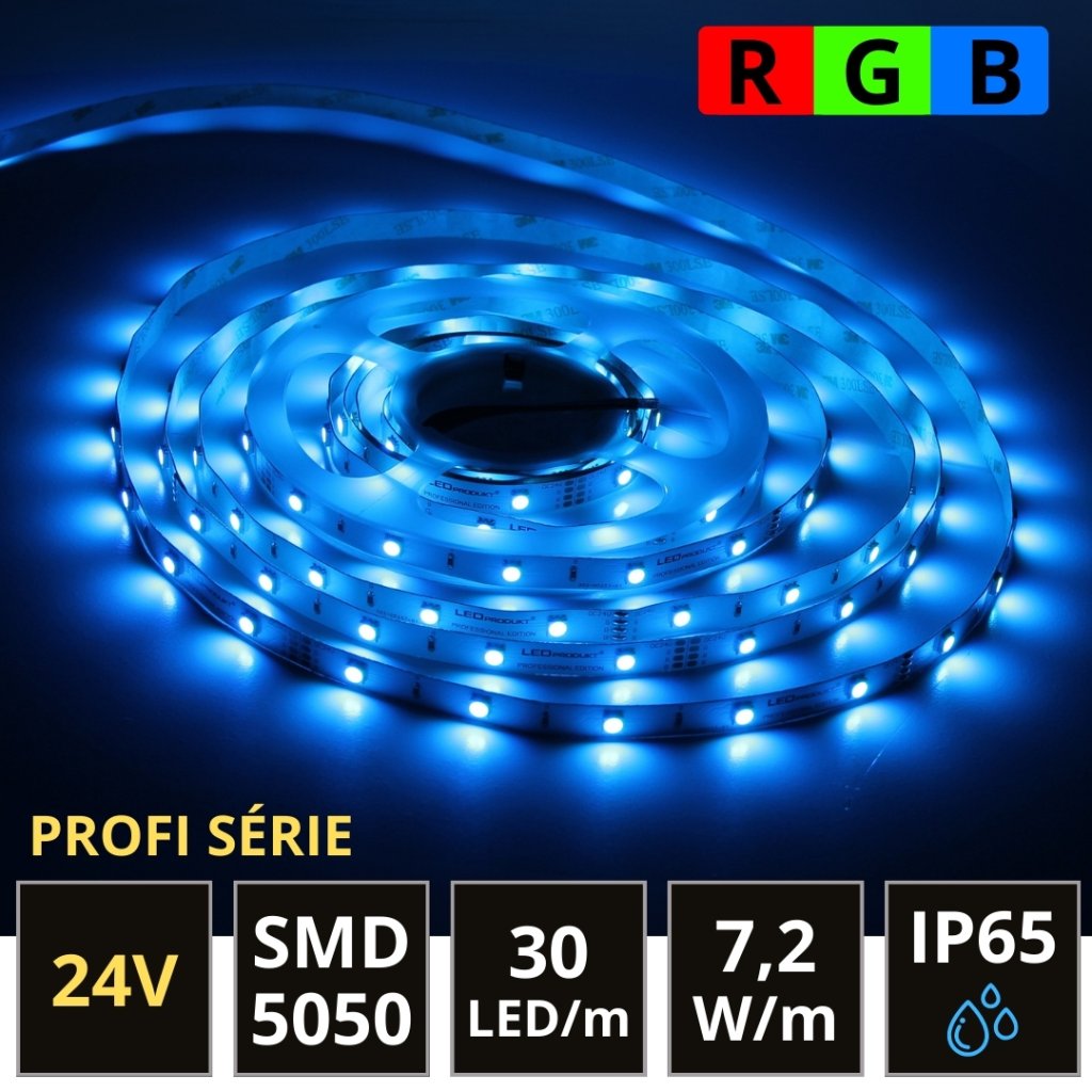 5m PROFI LED pásek SMD5050 7,2W/m RGB 30LED/m IP65 24V