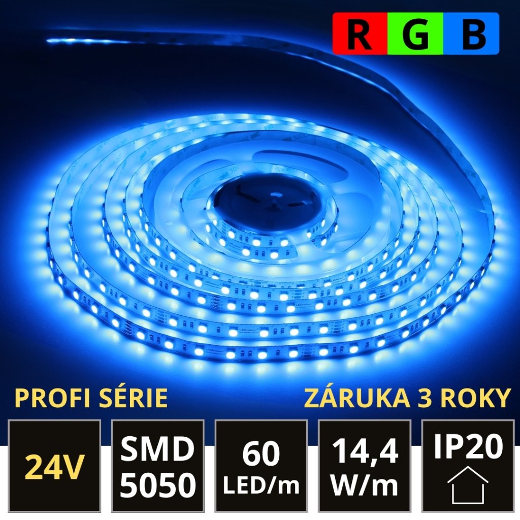 5m PROFI LED pásek SMD5050 14,4W/m RGB 60LED/m IP20 24V