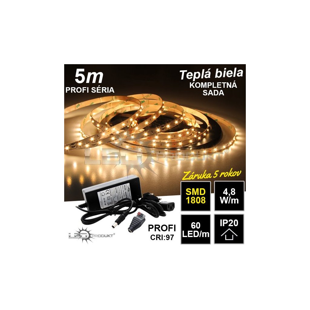 6991 5m profi smd1808 60led m ip20 tepla b kompletna sada