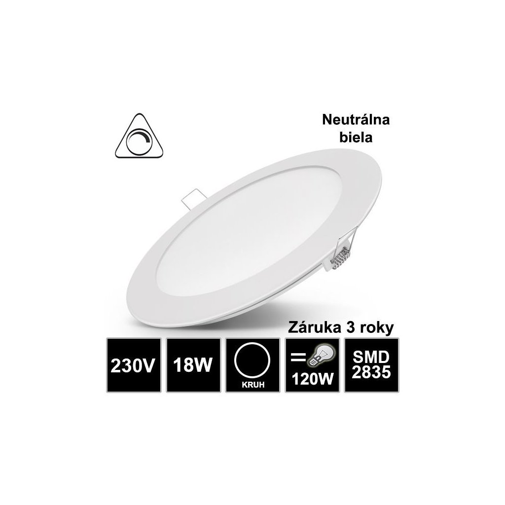 7552 led panel 18w kruh 0 1 10v stmievatelny neutralna biela zaruka 3 roky