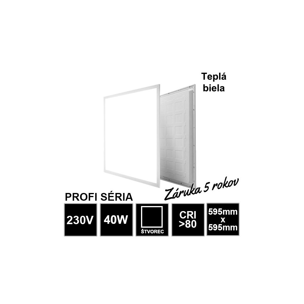 7672 led panel 40w 595x595 mm tepla biela zaruka 5 rokov