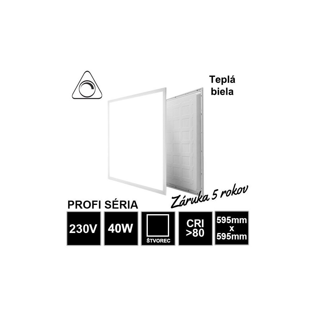 7909 led panel 40w 595x595 mm tepla biela stmievatelny zaruka 5 rokov
