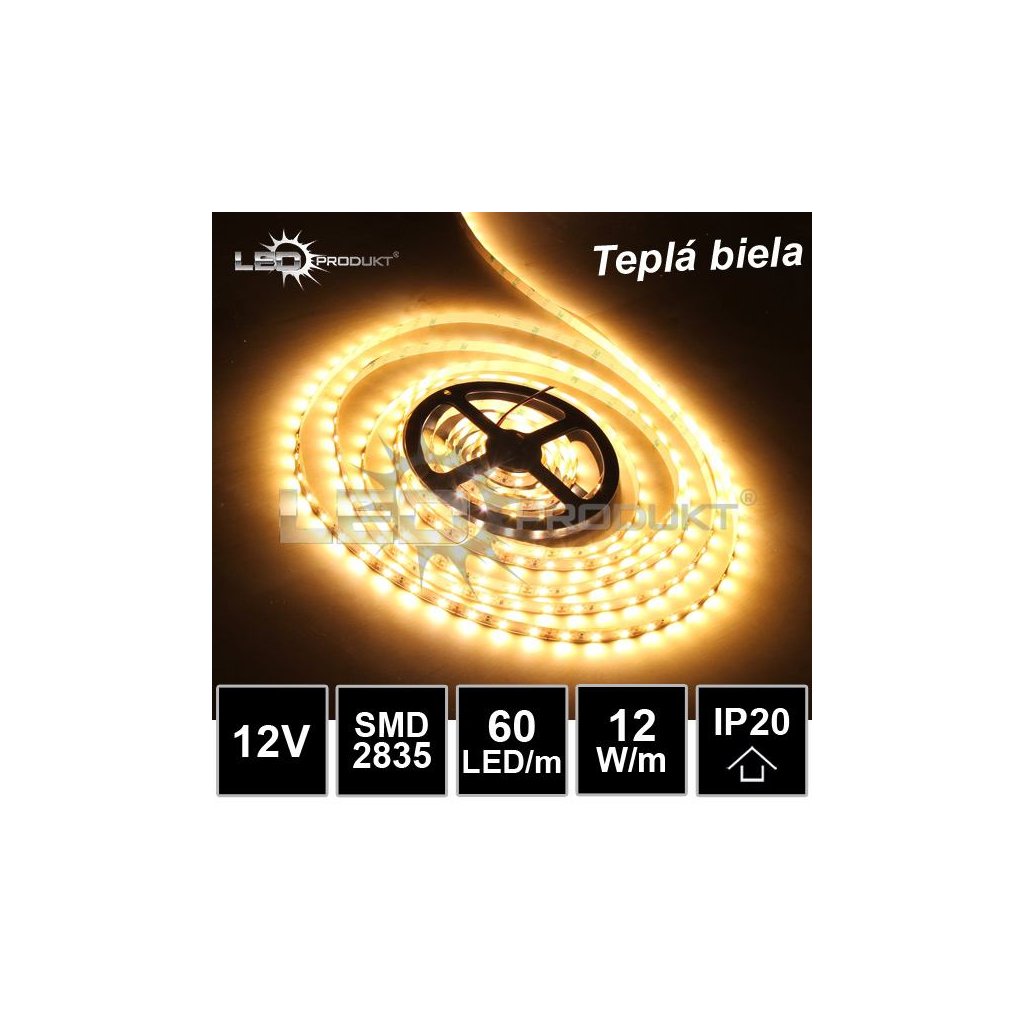 5947 led pasik 60led m smd2835 tepla biela ip20 12v