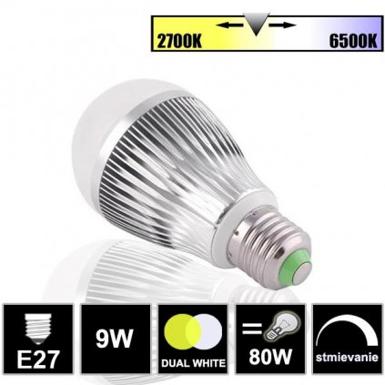 5197 led ziarovka 9w e27 dual white