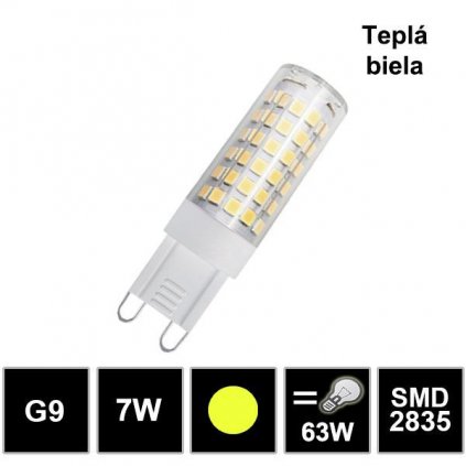 7384 led ziarovka g9 230v 7w tepla biela