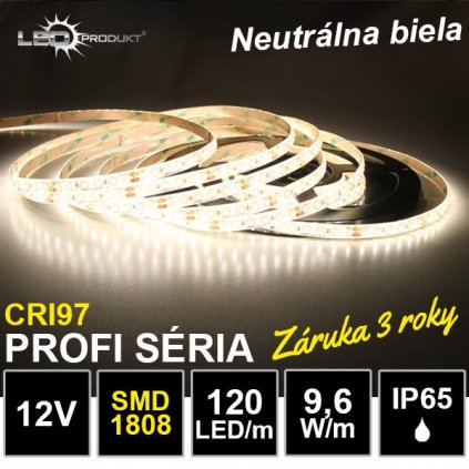 6835 profi led pasik 120led m smd1808 neutralna biela cri97 ip65 12v zaruka 3 roky