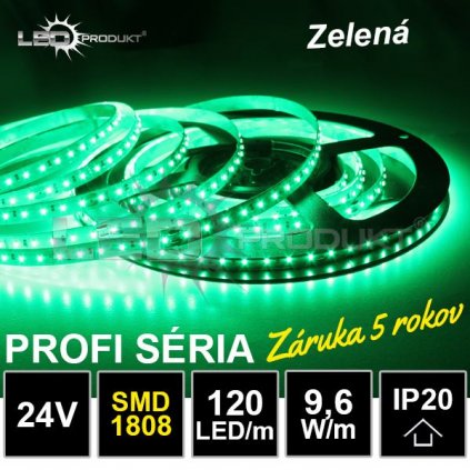 6925 profi led pasik 120led m smd1808 zeleny ip20 24v zaruka 5 rokov