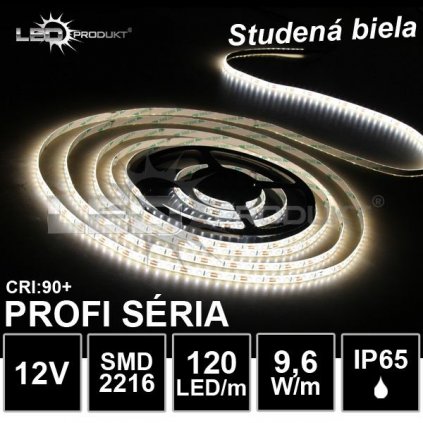 8581 profi led pasik 120led m smd2216 studena biela ip65 12v